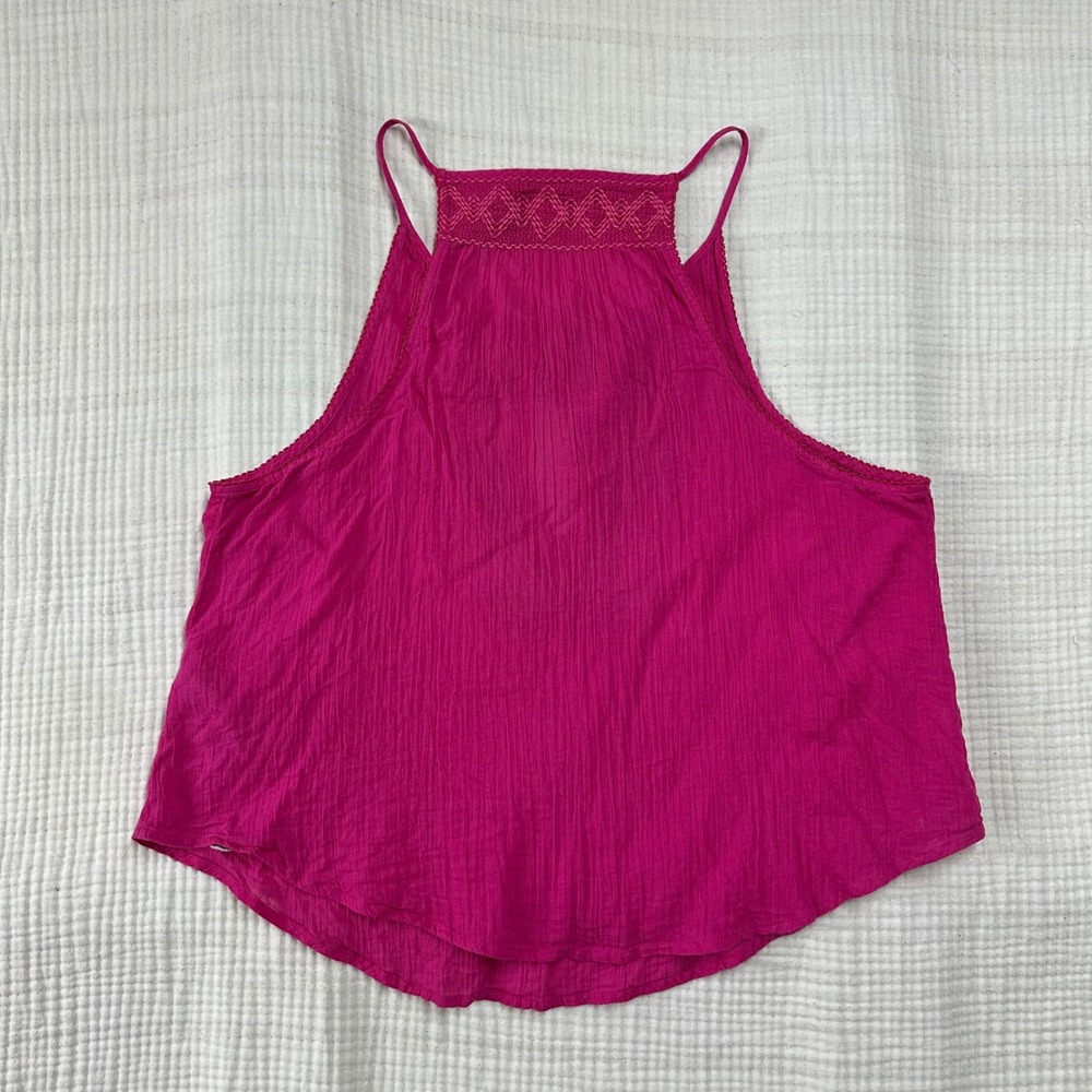 Y2K Hollister pink crochet-style babydoll tank top with tassels size M - Picture 7 of 9